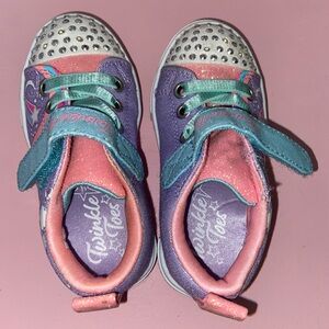 Skechers twinkle toes, pink blue girl size 7 shoes sneakers